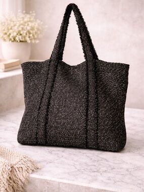 Muche & Muchette Black Textured Tote Bag Shoulder Bag Everyday bag